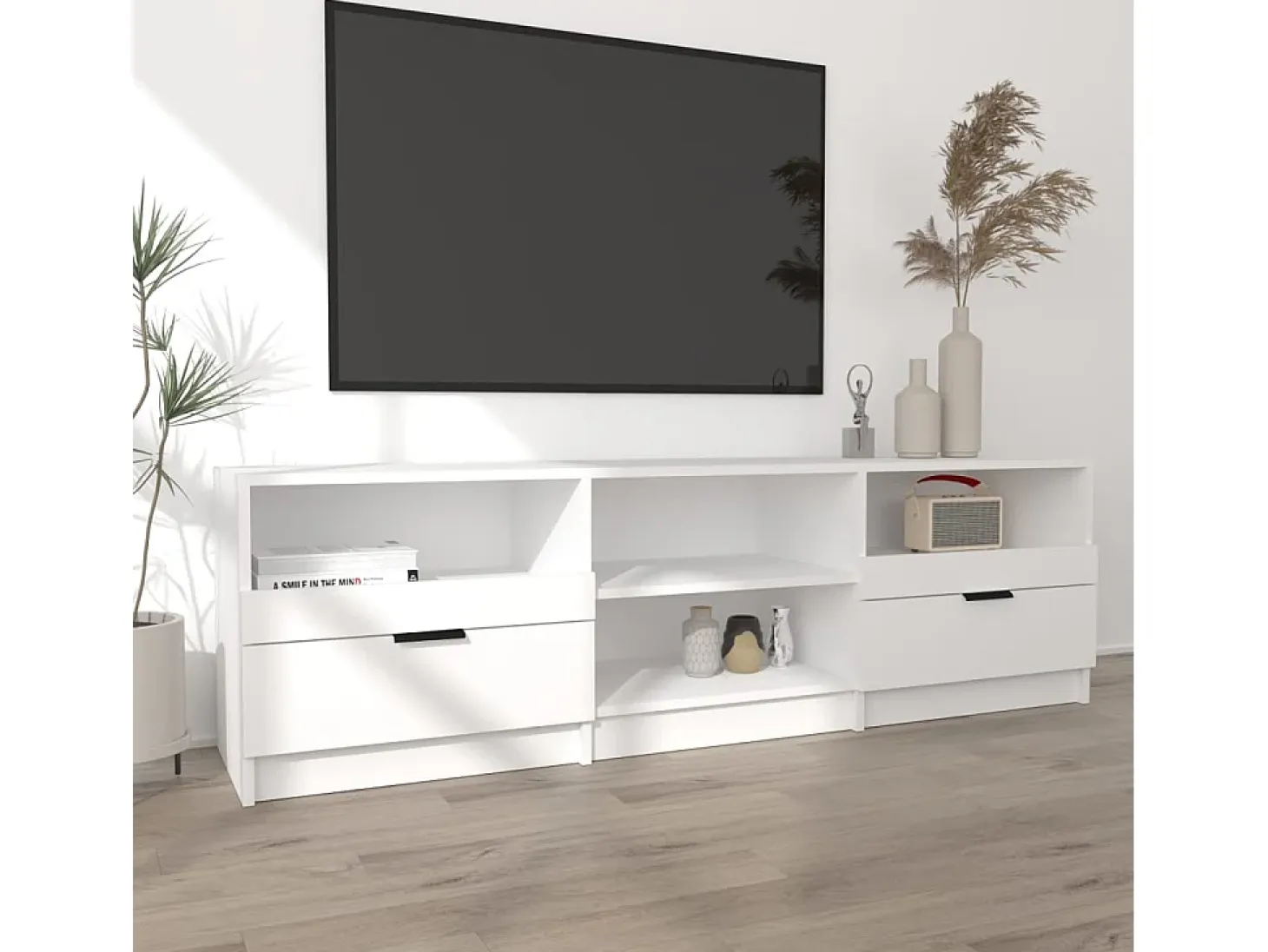 Mueble para TV madera contrachapada blanco 150x33,5x45 cm ES99116