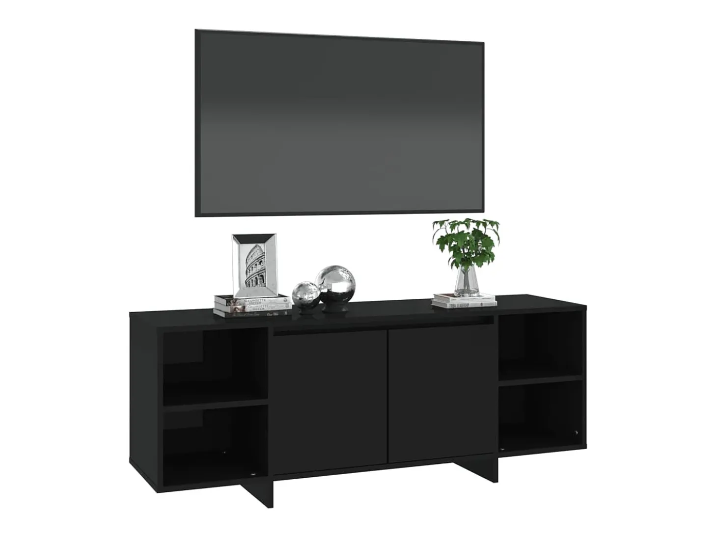 Mueble para TV madera contrachapada negro 130x35x50 cm