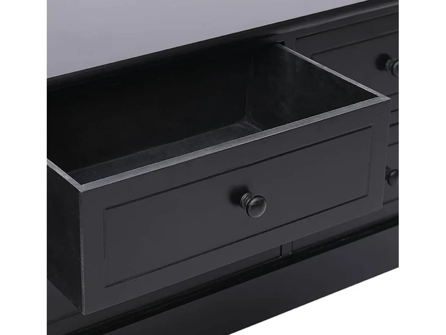 Mueble para TV madera maciza de paulownia negro 108x30x40 cm