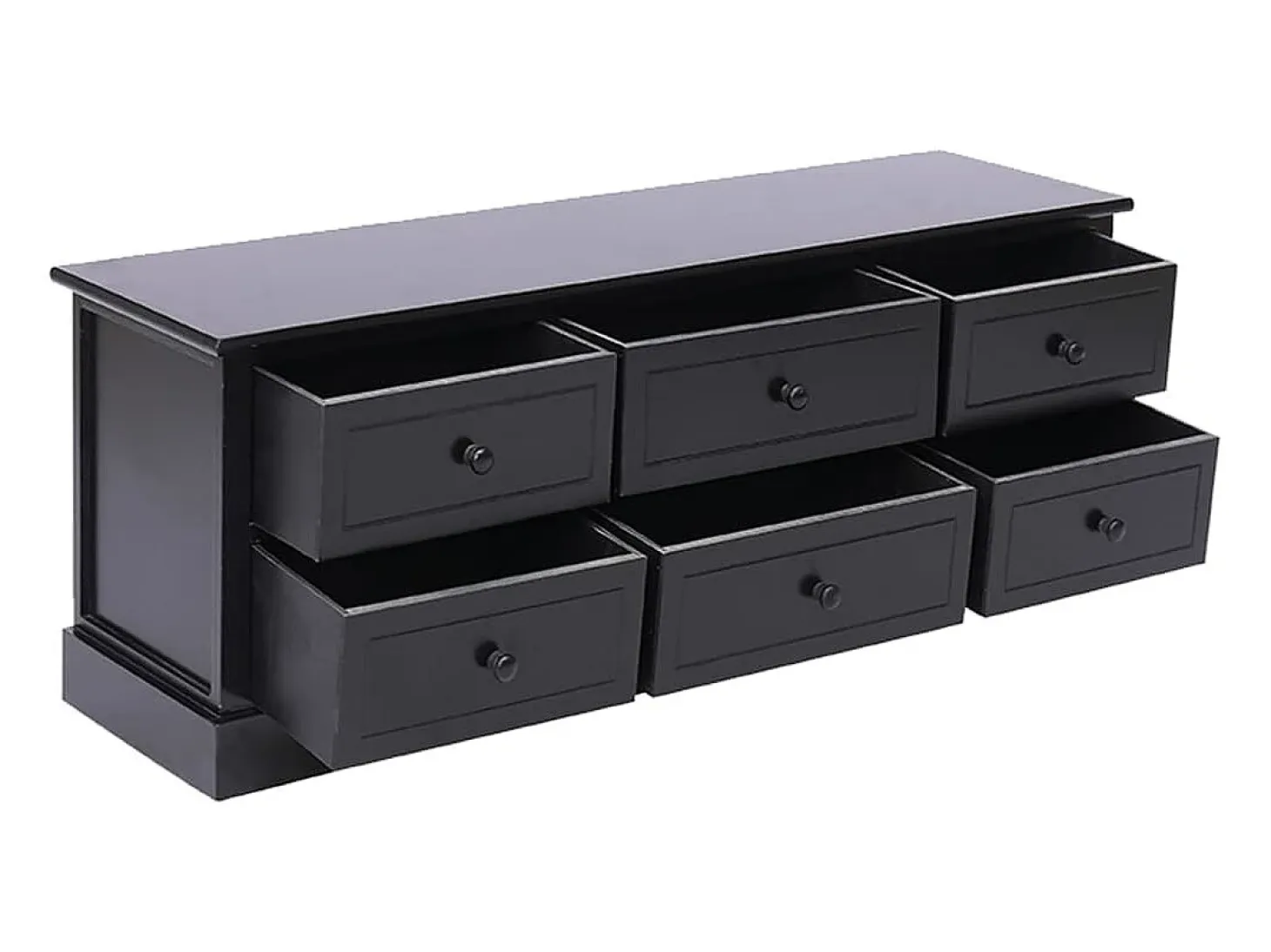 Mueble para TV madera maciza de paulownia negro 108x30x40 cm