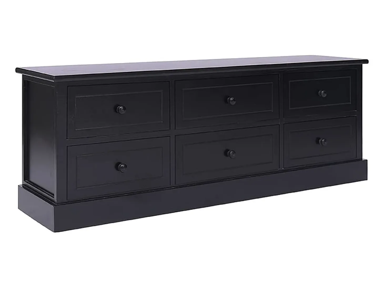 Mueble para TV madera maciza de paulownia negro 108x30x40 cm