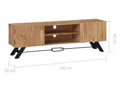 Mueble para TV madera maciza de acacia 140x30x45 cm
