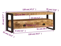 Mueble para TV madera maciza de mango 120x35x45 cm