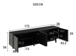 Mueble para TV moderno - con estantes ajustables - de tablero de partículas - Negro