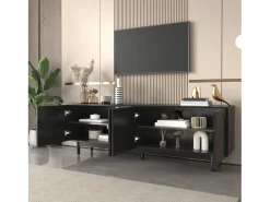 Mueble para TV moderno - con estantes ajustables - de tablero de partículas - Negro