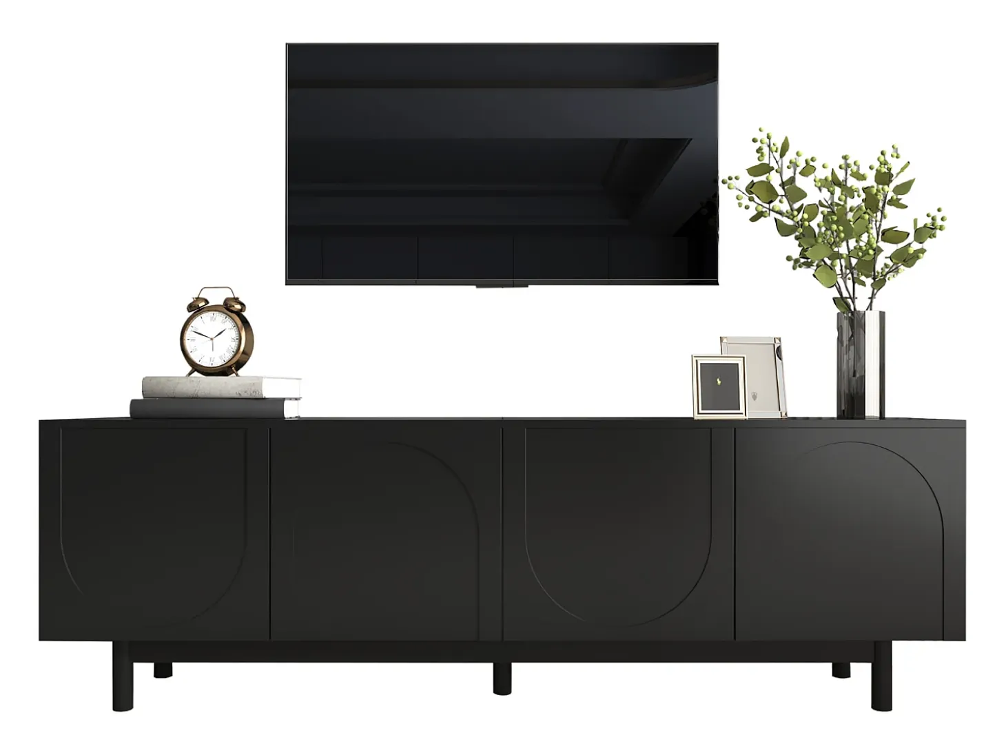Mueble para TV moderno - con estantes ajustables - de tablero de partículas - Negro