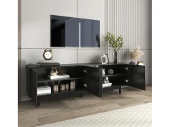 Mueble para TV moderno - con estantes ajustables - de tablero de partículas - Negro