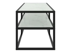 Mueble para TV negro con vidrio de mármol blanco 120x40x40 cm