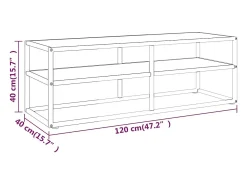 Mueble para TV negro con vidrio de mármol blanco 120x40x40 cm