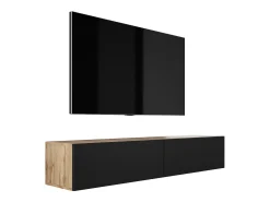 Mueble para TV suspendido, 170 x 34 x 32 cm, roble Wotan/negro mate