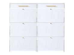 Mueble para zapatos 2 piezas 140x25x123,5 cm - 6 puertas abatibles y 2 cajones - 12 estantes - MDF - Blanco