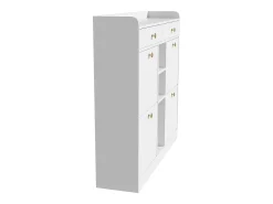 Mueble para zapatos 110 x 26 x 100 cm - con 4 puertas - 2 cajones - 3 compartimentos abiertos - blanco