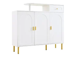 Mueble para zapatos 120 x 35 x 92 cm - 1 cajón + 3 puertas - patas de metal - Blanco