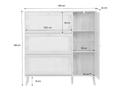 Mueble para zapatos de caña con 3 cajones natural