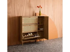 Mueble para zapatos de caña con 3 cajones natural