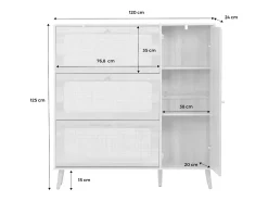 Mueble para zapatos de caña con 3 cajones natural