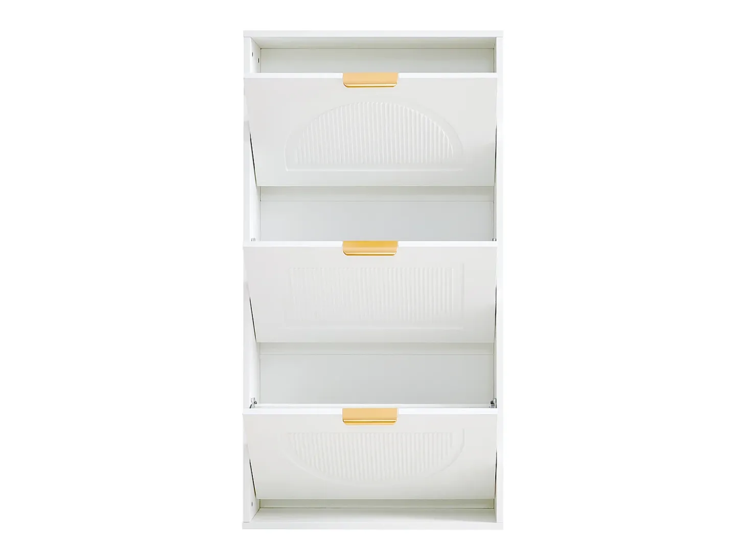 Mueble para zapatos moderno 60x24x114 cm - con 3 puertas abatibles - Blanco