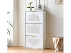 Mueble para zapatos moderno 60x24x114 cm - con 3 puertas abatibles - Blanco