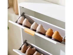 Mueble para zapatos moderno 60x24x114 cm - con 3 puertas abatibles - Blanco