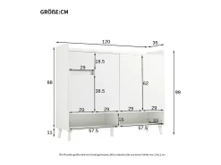Mueble para zapatos moderno 120×35×99 cm - 4 puertas y 1 cajón - blanco