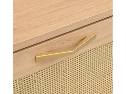 Mueble para zapatos 108.5x24x100 cm - con 4 puertas de ratán - Estructura de metal - MDF - Natural