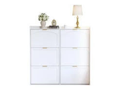 Mueble para zapatos 120x23x118cm - con 6 puertas abatibles - blanco