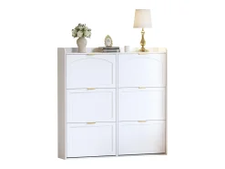 Mueble para zapatos 120x23x118cm - con 6 puertas abatibles - blanco
