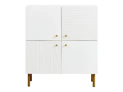 Mueble para zapatos 80x36x90cm - 4 puertas - Patas de metal - MDF - Blanco