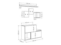 Mueble recibidor blanco con perchero, almacenaje y espejo MESTY