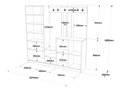 Mueble recibidor madera y blanco con espejo ANKA