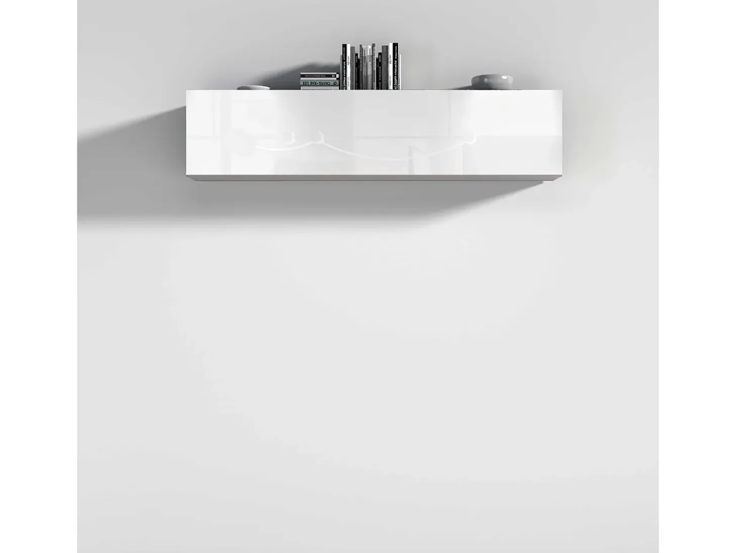 Mueble suspendido 180 cm salón blanco brillante puerta vasista 2 compartimentos Joy Up