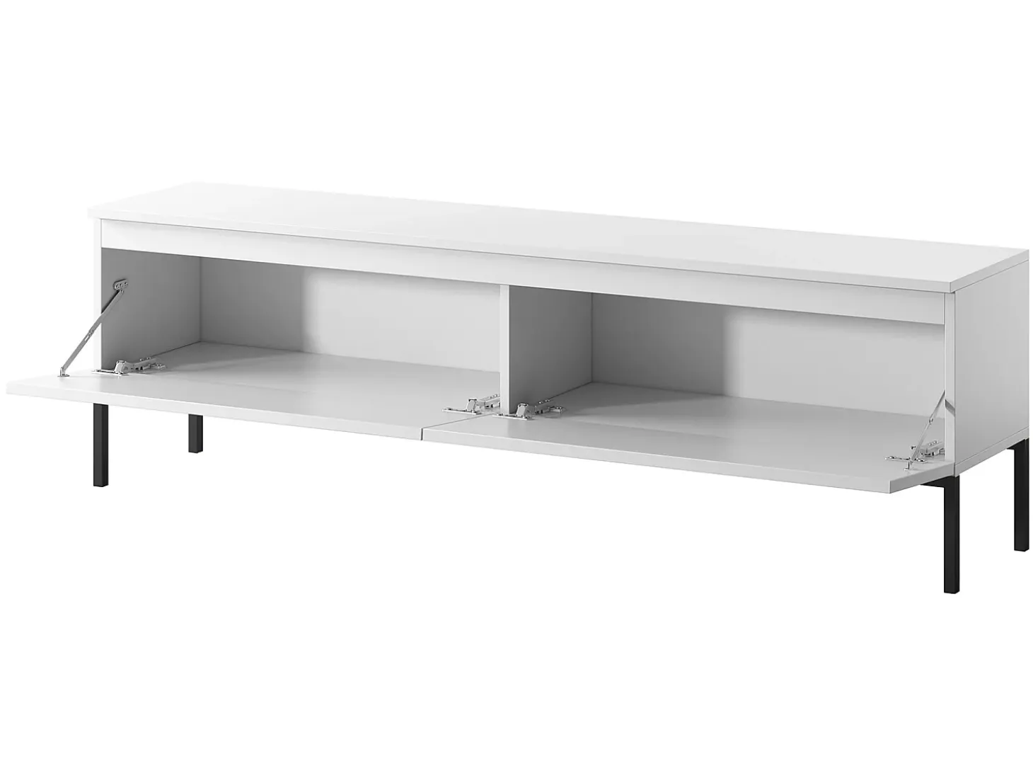 Mueble TV - 150 cm - blanco con pies negros - BEMMI