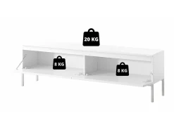 Mueble TV - 150 cm - blanco con pies negros - BEMMI