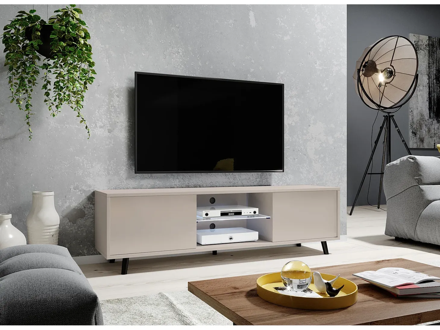 Mueble TV - 140 cm - Topo (Gris-Beige) - LEFYR