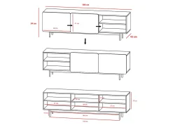 Mueble TV - A54cm x L180cm x F43cm - roble y arena - Printed