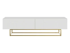 Mueble TV - blanco con patas de metal dorado - 175 cm - VELDIO