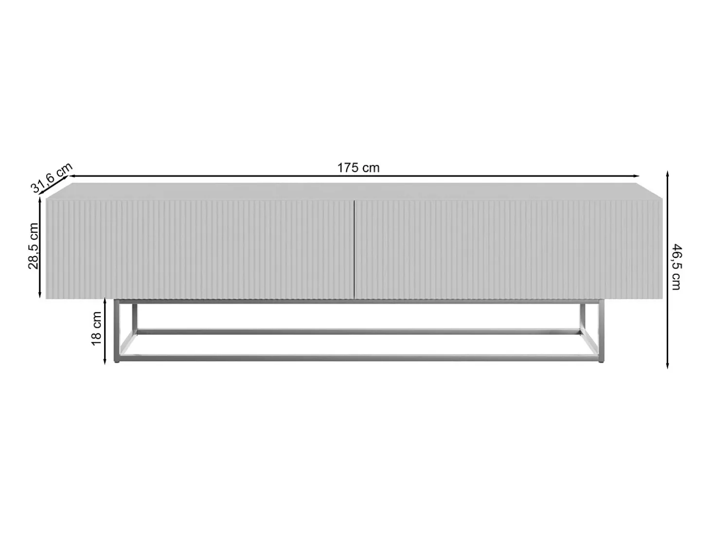 Mueble TV - blanco con patas de metal dorado - 175 cm - VELDIO