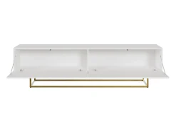 Mueble TV - blanco con patas de metal dorado - 175 cm - VELDIO