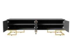 Mueble TV 170 cm - con estantes ajustables - tiradores y pies dorados - Gris