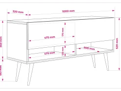 Mueble TV 170 cm Roble Craft, 170 × 32 × 34 cm