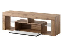 Mueble TV - para la sala de estar - 140 cm de ancho - roble lancaster / negro brillo - Bianko