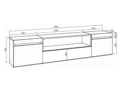 Mueble TV | Televisión, 200x35x45cm, Para TV hasta 80