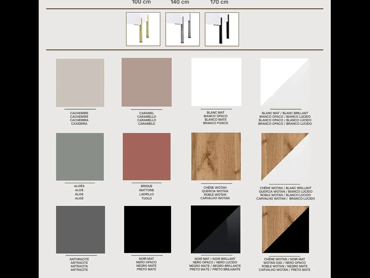Mueble TV: Aloe, 170 x 52 x 32 cm, patas negras