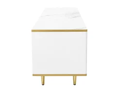 Mueble TV bajo blanco con dos cajones y puertas, para salón, dormitorio, blanco, 175x40x45cm