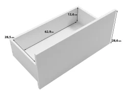 Mueble TV bajo moderno 180 cm – mueble alto para televisor con cajones y estantes, cuerpo blanco mate, frentes blanco brillo