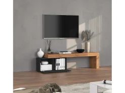 Mueble TV Chronos extensible con 1 puerta abatible color antracita/roble 180/260x40x51 cm
