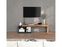 Mueble TV Chronos extensible con 1 puerta abatible color antracita/roble 180/260x40x51 cm