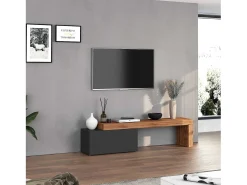 Mueble TV Chronos extensible con 1 puerta abatible color antracita/roble 180/260x40x51 cm