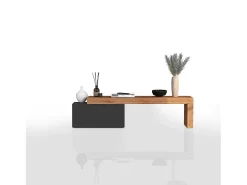 Mueble TV Chronos extensible con 1 puerta abatible color antracita/roble 180/260x40x51 cm