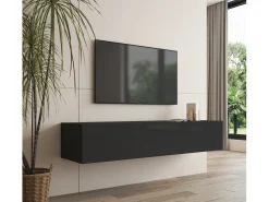 Mueble TV colgante para Salón comedor en Negro 160x40x30cm Nora H2